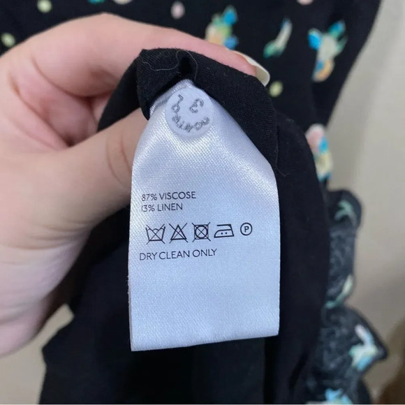 FREE PEOPLE Like A Lady Mini Dress Black Lemon Print Linen Size Small - Picture 9 of 10